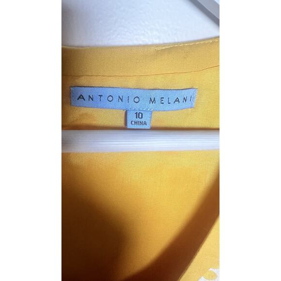 Antonio Melani Size 10 Yellow Cotton Polka Dot Fit & Flare Sweetheart Neck Dress - Picture 4 of 7